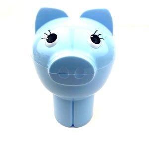 Snack Cup Holder Piggy On the Go Children Kids Travel Blue Pigout Container